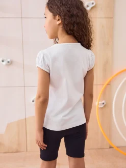 Next - Lot de 2 t-shirts à manches bouffantes (3-16ans) Blanc Discount
