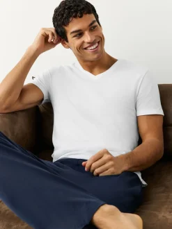 Next Blanc - Lot de 10 T-shirts Col en V 100% Coton Coupe ajustée Discount