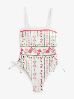 B by Ted Baker Blanc - Maillot de bain bandeau Tummy Control Outlet
