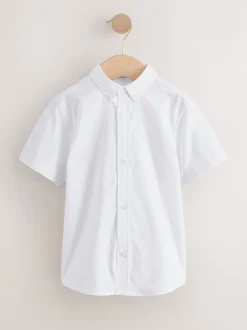 Next Blanc - Manches courtes Coton riche Oxford Chemise (3-16ans) Outlet