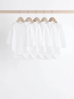 Next Blanc - Manches longues Rib Bébé Body 5 Pack