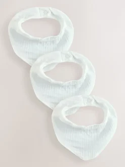 Next Blanc - Muslin Baby Dribble BIBS 3 Pack Best