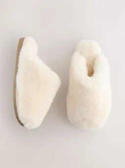 Next Blanc - N. Chaussons mules en shearling haut de gamme Clearance