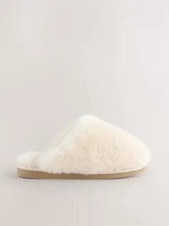 Next Blanc - N. Chaussons mules en shearling haut de gamme Clearance