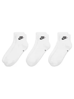 Nike Blanc - Tous les jours Essentiel Cheville 100% Coton Chaussettes 3 Lot Outlet