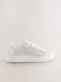 Next Blanc à paillettes - Baskets à lacets Sale