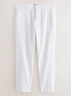Next Blanc - Pantalon en mélange de lin Outlet