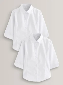 Next Blanc - Paquet de 2 blouses scolaires à manches trois quarts (3-17ans) Best