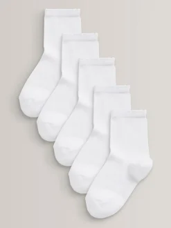 Next Blanc - Paquet de 5 chaussettes d'école en coton riche New