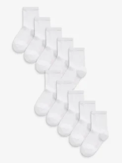 Next Blanc - Paquet de 10 chaussettes d'école en coton riche Outlet