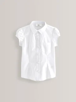 Next Blanc - Paquet de 5 chemises d'école à manches bouffantes (3-16ans) New