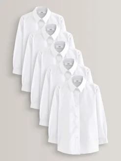 Next Blanc - Paquet de 5 chemises d'école à manches longues (3-18ans) Sale