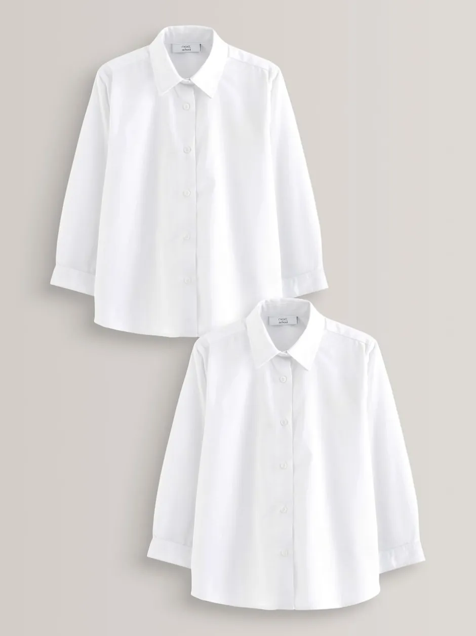 Next Blanc - Paquet de 2 chemises d'école à manches longues (3-18ans) Outlet