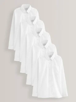 Next Blanc - Paquet de 5 chemises d'école à manches longues (3-17ans)