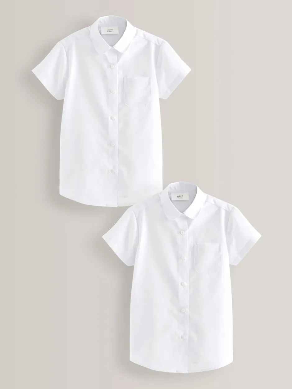 Next Blanc - Paquet de 2 Manches courtes Chemise d'écolier à col arrondi (3-16ans) Best