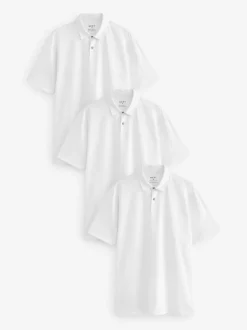Next - Polo en jersey Manches courtes 3 Pack Blanc Clearance