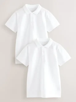 Next Blanc - Polos en coton à manches courtes pour l'école, lot de 2 (3-16ans) Hot