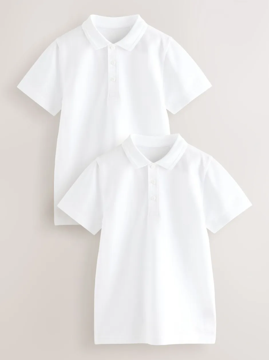 Next Blanc - Polos en coton à manches courtes pour l'école, lot de 2 (3-16ans) Hot