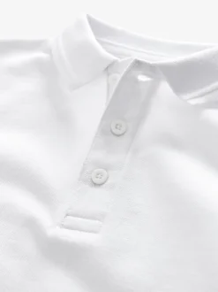 Next Blanc - Polos scolaires 100% coton à manches longues Lot de 5 (3-16ans) Online