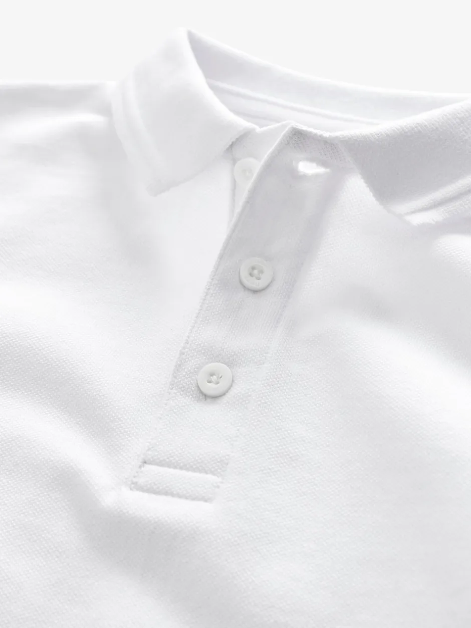 Next Blanc - Polos scolaires 100% coton à manches longues Lot de 5 (3-16ans) Online