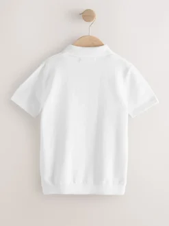 Next Blanc - Polos tricotés à col zippé (3-16yrs) Sale