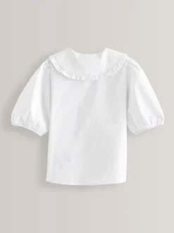 Next Blanc - Premium Cotton Rich Frill Col School Chemisiers (3-14yrs) Clearance