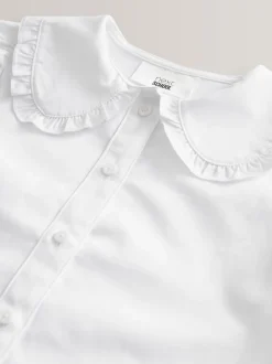 Next Blanc - Premium Cotton Rich Frill Col School Chemisiers (3-14yrs) Clearance