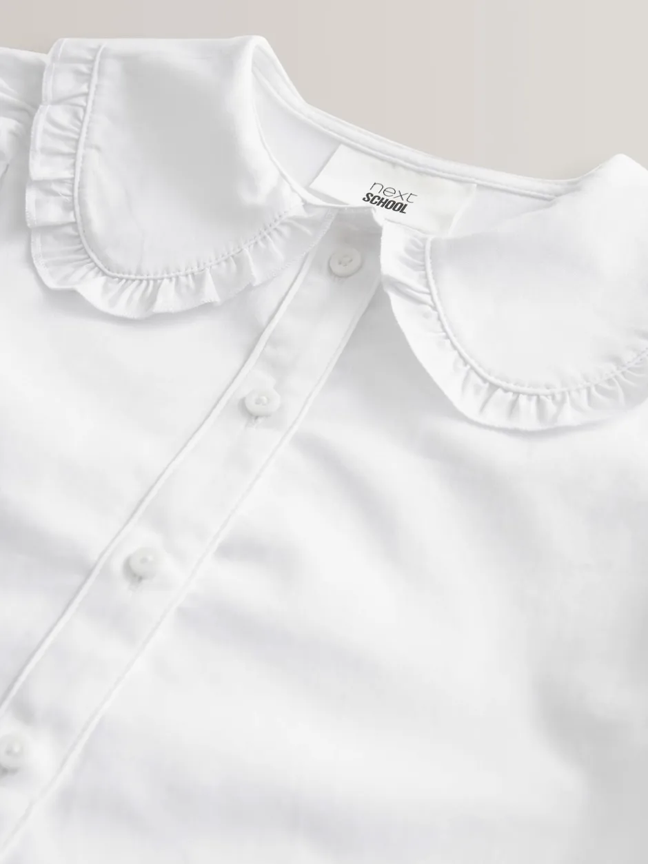 Next Blanc - Premium Cotton Rich Frill Col School Chemisiers (3-14yrs) Clearance