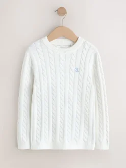 Next - Pull à col rond en maille torsadée (3-16ans) Blanc Online