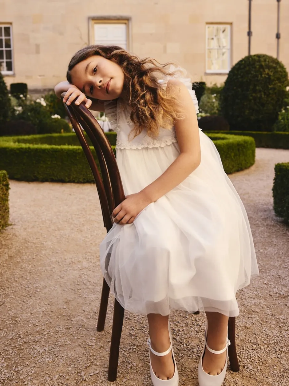 Next Blanc - Robe de fleur en maille (3-16ans) Clearance