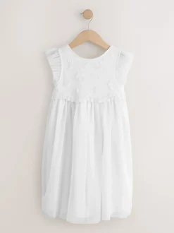Next Blanc - Robe de fleur en maille (3-16ans) Clearance