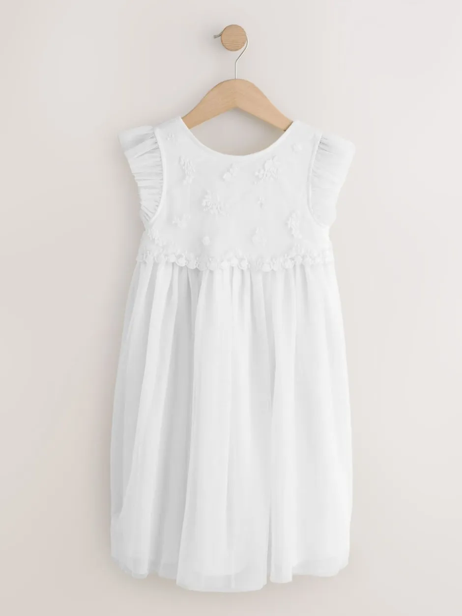 Next Blanc - Robe de fleur en maille (3-16ans) Clearance