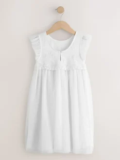 Next Blanc - Robe de fleur en maille (3-16ans) Clearance
