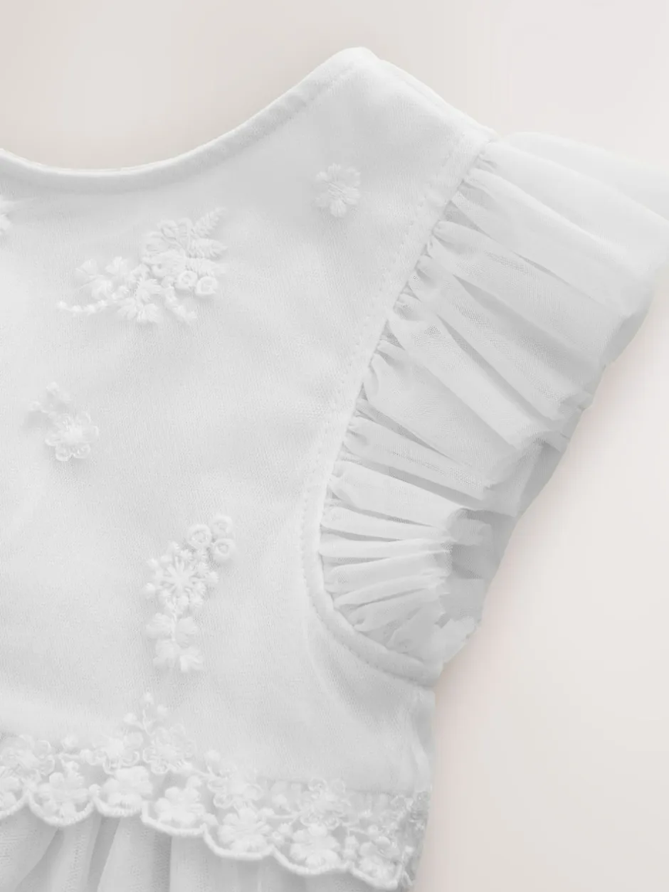 Next Blanc - Robe de fleur en maille (3-16ans) Clearance