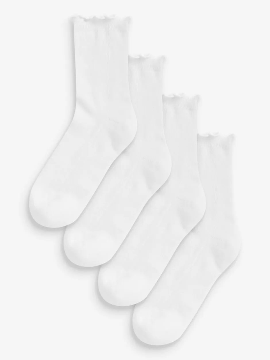 Next Blanc - Semelle de coussin à volants Chaussettes 4 Lot Clearance