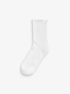 Next Blanc - Semelle de coussin à volants Chaussettes 4 Lot Clearance