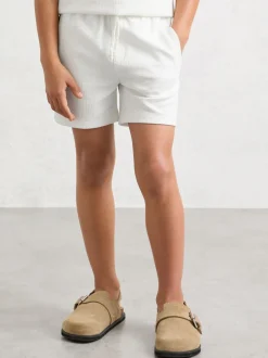 Reiss Blanc - Short gaufré Tavola à cordon de serrage