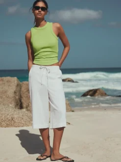 Next Blanc - Shorts à enfiler en Blend de Lin Clearance