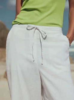 Next Blanc - Shorts à enfiler en Blend de Lin Clearance