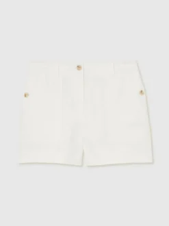 Reiss Blanc - Shorts en lin Ashby Outlet