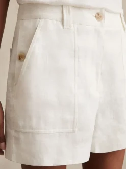 Reiss Blanc - Shorts en lin Ashby Outlet