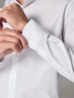 Next Blanc - Skinny Fit (Skinny Fit) - Chemises intelligentes faciles d’entretien à poignets simples New