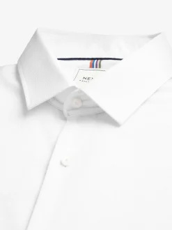 Next Blanc - Skinny Fit (Skinny Fit) - Chemise élégante texturée facile d’entretien à poignets simples