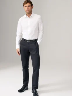 Next Blanc - Skinny Fit (Skinny Fit) - Lot de 2 chemises élégantes à manchette simple Easy Care manches longues