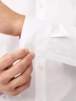 Next Blanc - Skinny Fit (Skinny Fit) - Lot de 2 chemises élégantes à manchette simple Easy Care manches longues