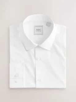 Next Blanc - Skinny Fit (Skinny Fit) - Lot de 2 chemises élégantes à manchette simple Easy Care manches longues