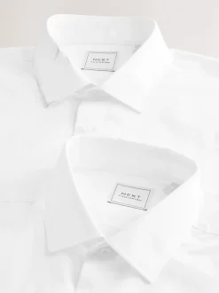 Next Blanc - Skinny Fit (Skinny Fit) - Lot de 2 chemises élégantes à manchette simple Easy Care manches longues