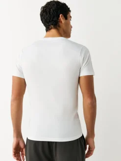 Next Blanc - Slim Fit (Slim Fit) - T-shirts de superposition en coton 100 %, lot de 2