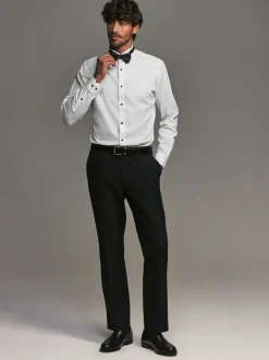 Next Blanc - Slim Fit (Slim Fit) - Coupe ajustée Single Cuff Chemises With Col cassé And Nœud papillon Lot Hot