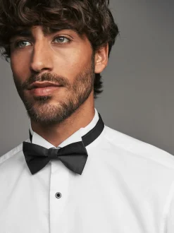 Next Blanc - Slim Fit (Slim Fit) - Coupe ajustée Single Cuff Chemises With Col cassé And Nœud papillon Lot Hot